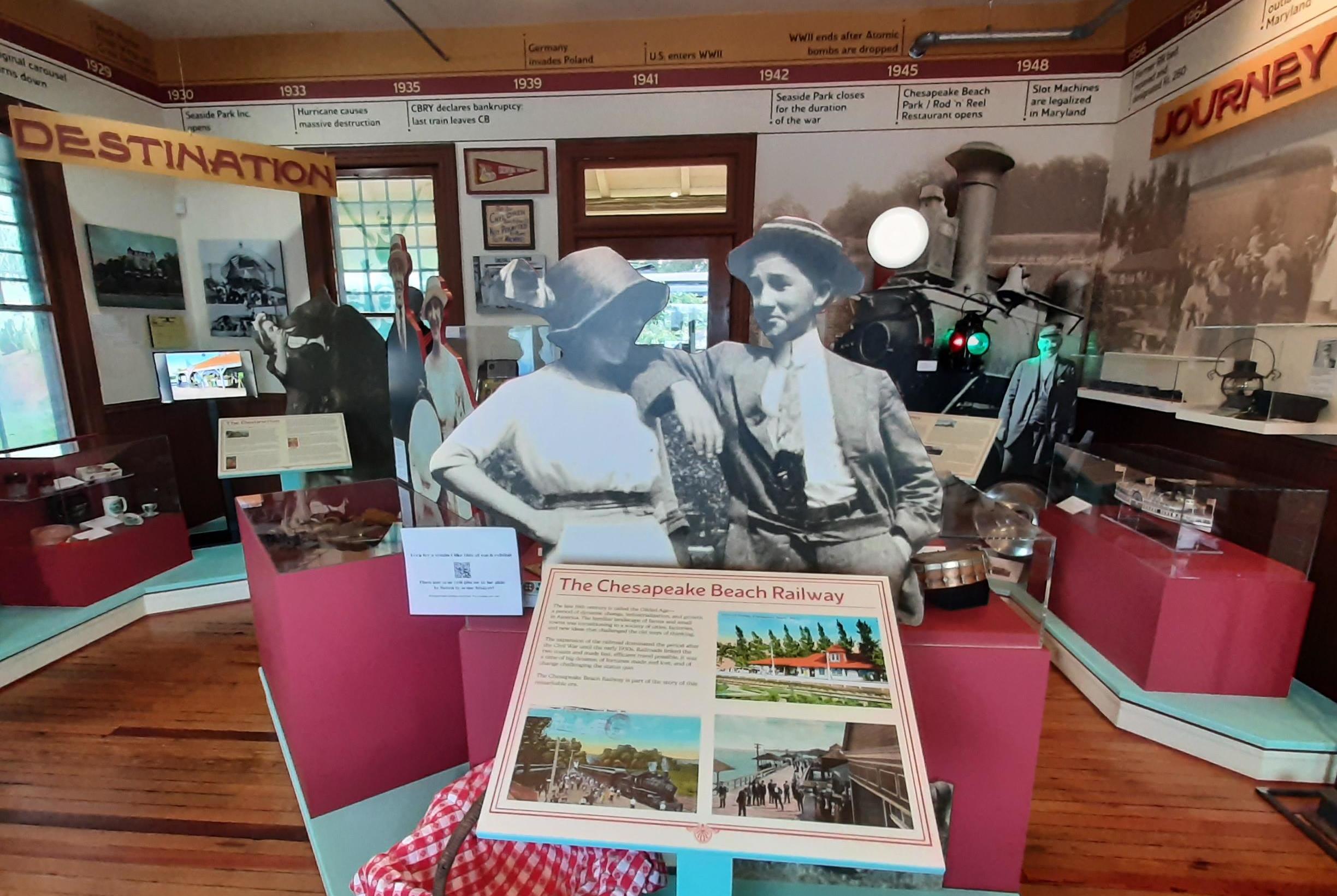 Cardboard cutouts on display in the Railway Museum