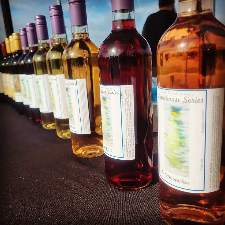 Wine bottles in a row