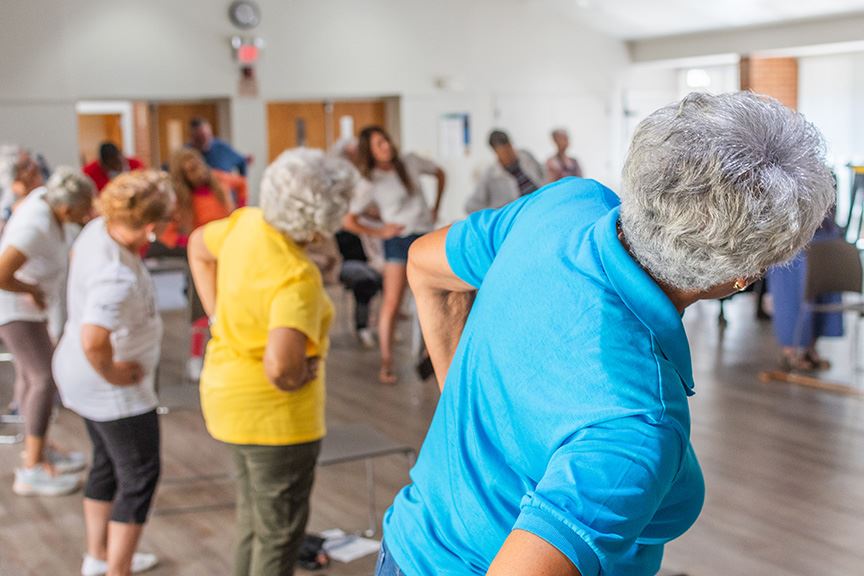 View of womans backs while dancing