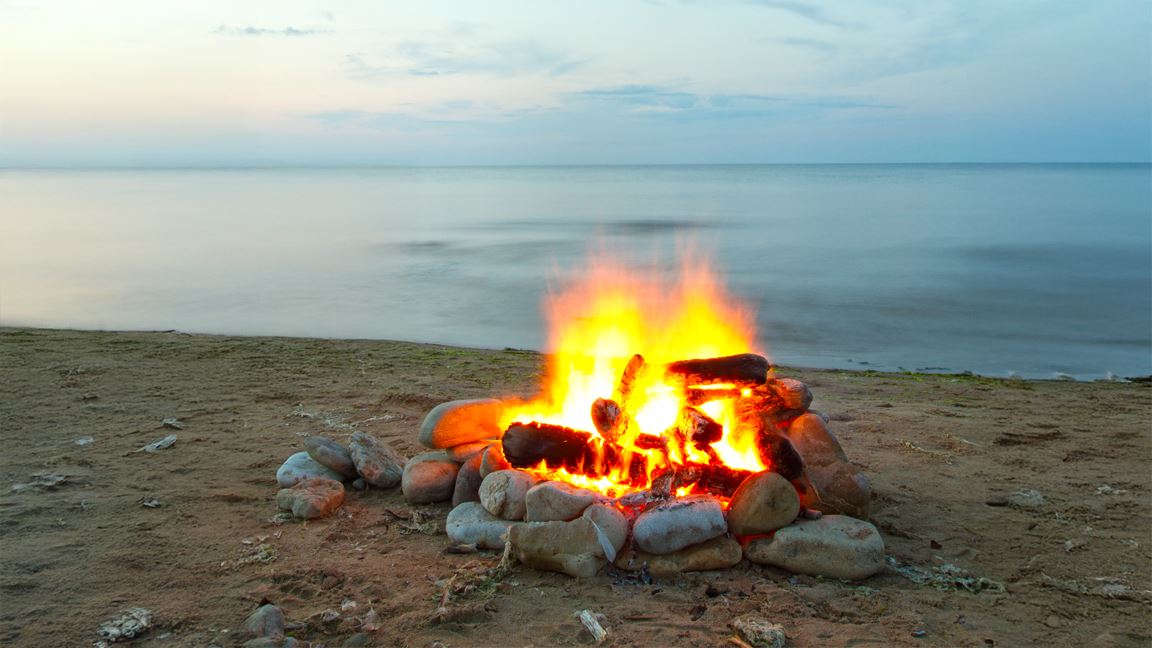 Fire on the beach